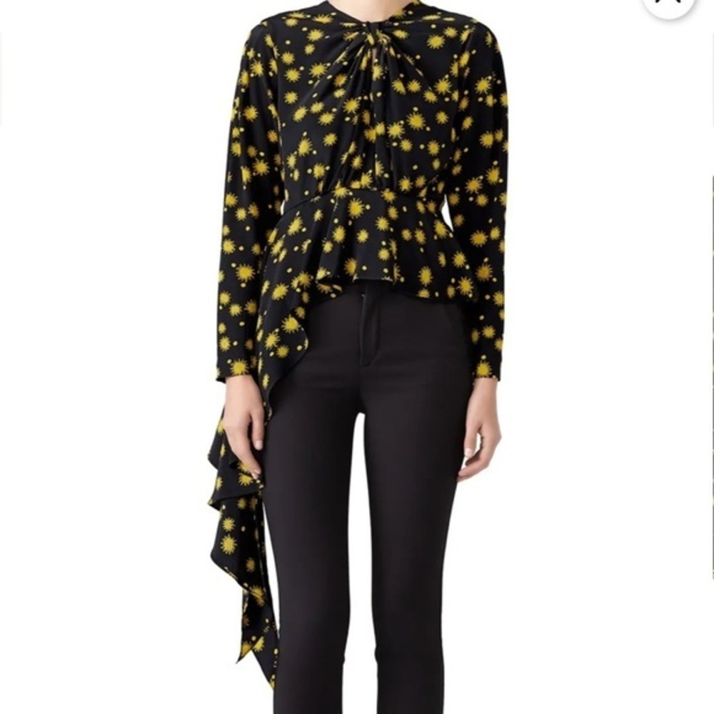 Delfi Collective Black Blouse Flowy Dramatic‎ Starburst Celestial Going Out